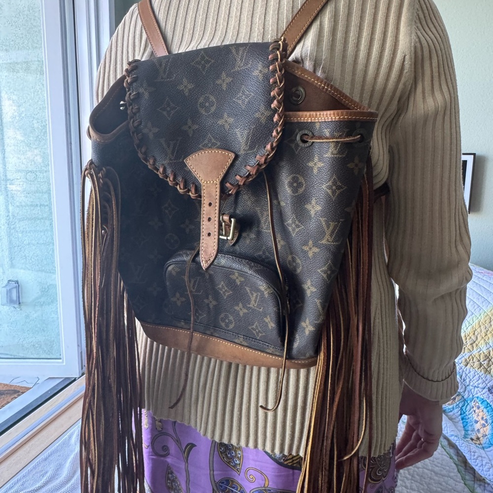 Louis Vuitton Brown and Tan backpack with Fringe by Vintage Boho Bags - Picture 10 of 12